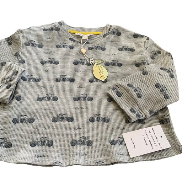 NWT Lil' Lemons By For Love And Lemons Motorcycle Waffle Knit Long Sleeve Tee - Picture 3 of 5